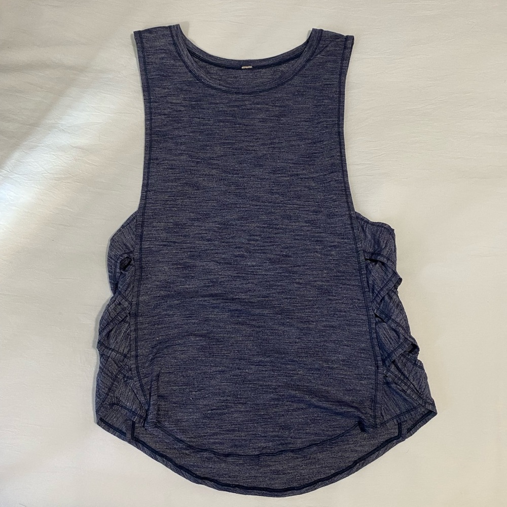 Lululemon Var-City Muscle Tank 6 Heathered Navy Blue Loose Run Gym Crossfit